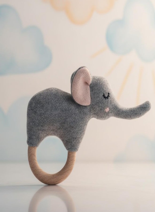 MINI MAVIN Minimavin Cerfified Organic cotton Baby Rattle Toys for Newborns 0-6 Months | Soft Infant Toys for Baby Boy & Girl | Developmental Rattle Set, Musical & Hand Tapping Toy | Gifts for New Born Baby 0-12 Months, New born Essentials. (ELEPHANT) - Image 2
